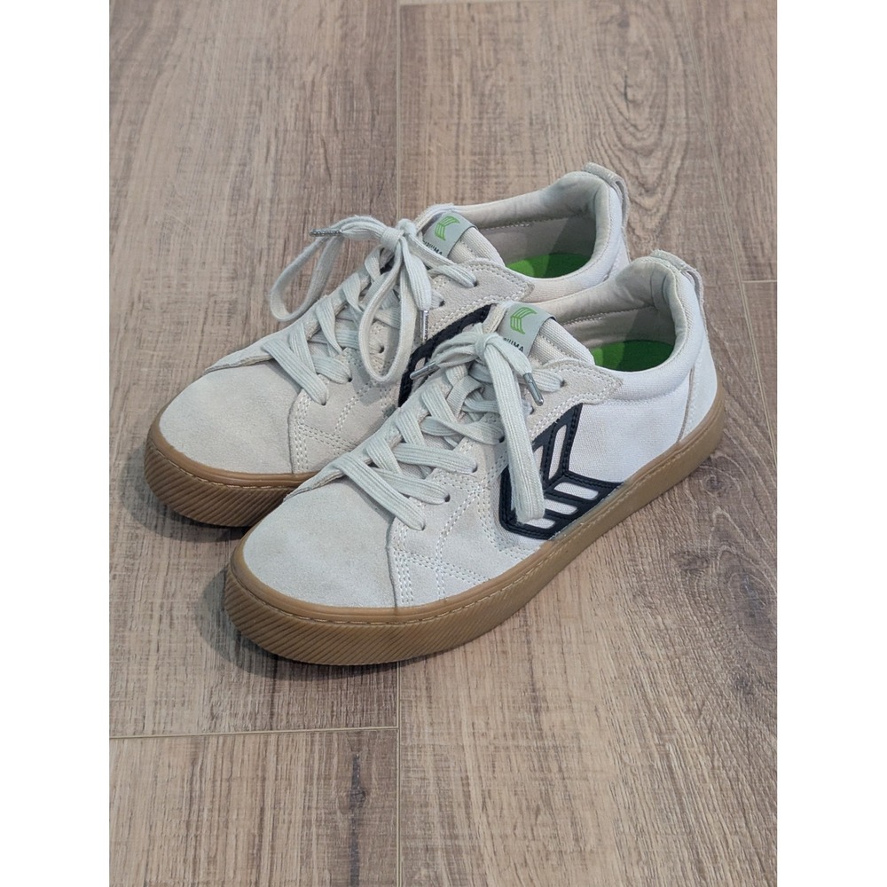 Cariuma CATIBA PRO Skate Shoes Women's 8.5 Men's 7 Cream Suede Canvas Sneakers